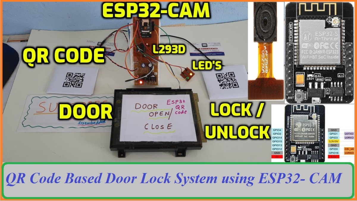 ESP32CAM – QR code-based Door Lock System | QR Code Based Door Lock System using ESP32-CAM | Unlock front door via qr code. 1. ESP32CAM QR Code Read