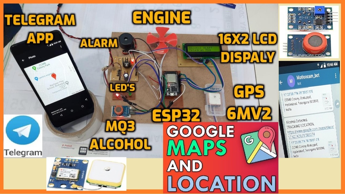 Alcohol Detection System with Engine Locking using ESP32 and Telegram App | IoT. 1. Alcohol Sensing Alert with Engine Locking Project, 2. NodeMcu ESP8